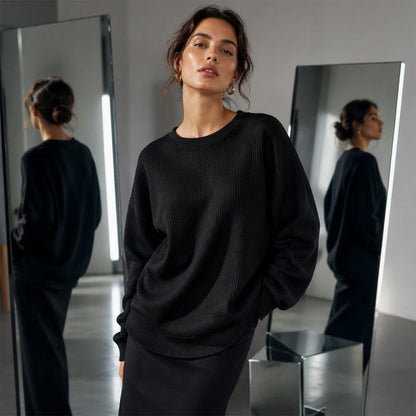 Women's Waffle Knit Pullover Top