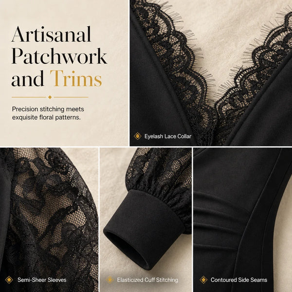 Women's Deep V-Neck Lace Top