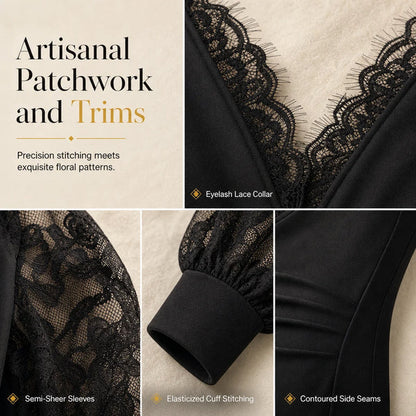 Women's Deep V-Neck Lace Top