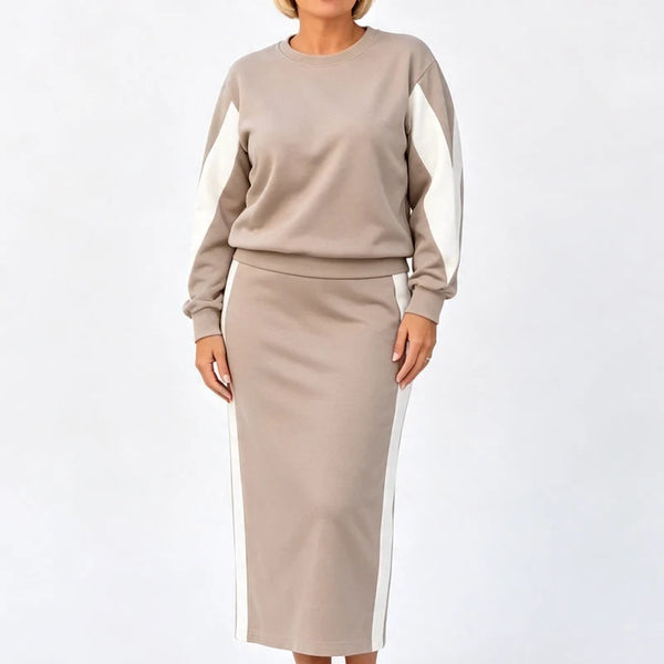 Women's Contrast Panel Two-Piece Skirt Set