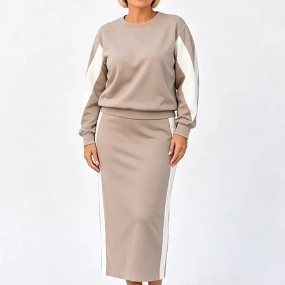Women's Contrast Panel Two-Piece Skirt Set