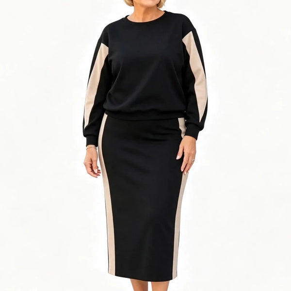 Women's Contrast Panel Two-Piece Skirt Set