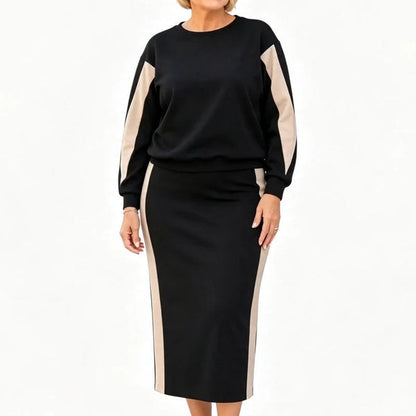 Women's Contrast Panel Two-Piece Skirt Set