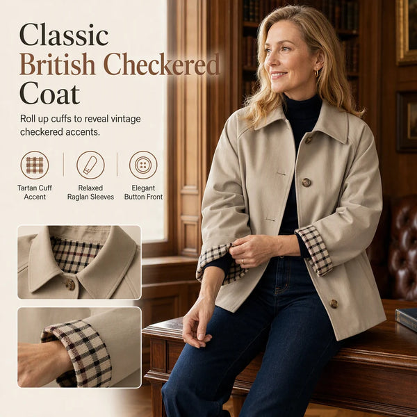 Women's Check-Detail Button-Up Jacket