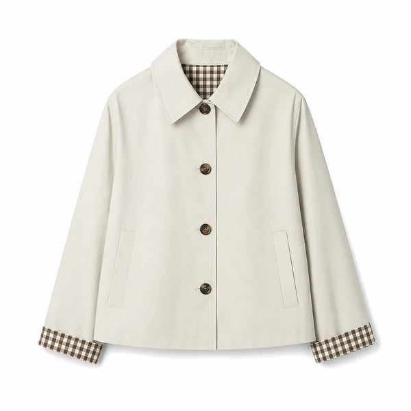 Women's Check-Detail Button-Up Jacket
