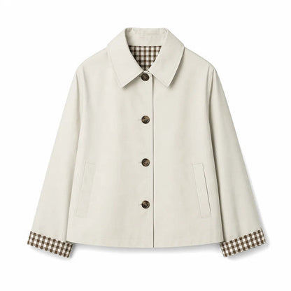 Women's Check-Detail Button-Up Jacket