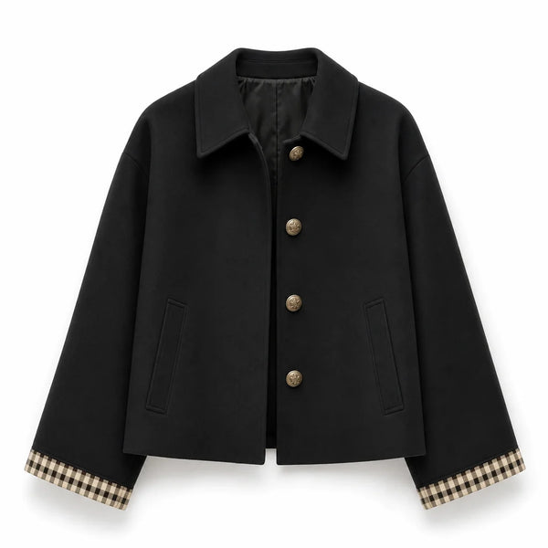Women's Check-Detail Button-Up Jacket