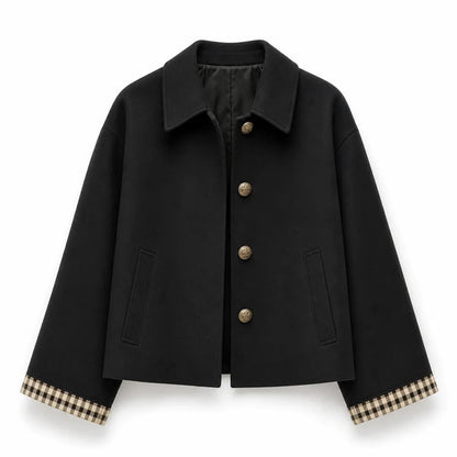 Women's Check-Detail Button-Up Jacket