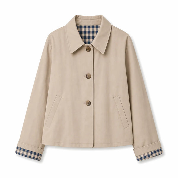 Women's Check-Detail Button-Up Jacket