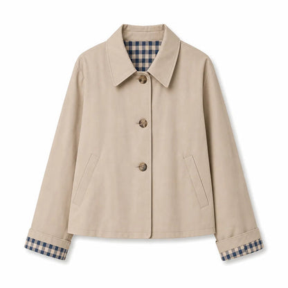 Women's Check-Detail Button-Up Jacket