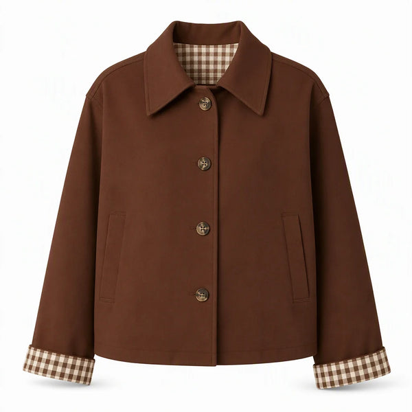 Women's Check-Detail Button-Up Jacket
