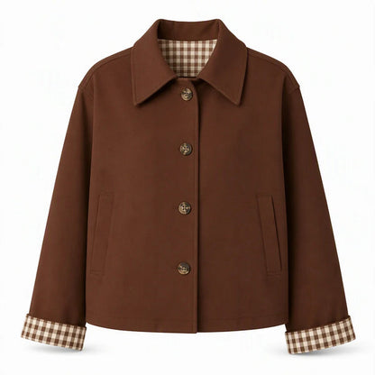 Women's Check-Detail Button-Up Jacket