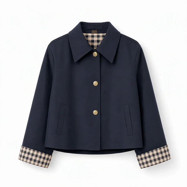 Women's Check-Detail Button-Up Jacket