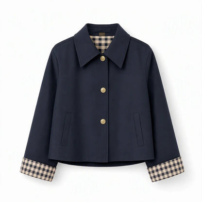 Women's Check-Detail Button-Up Jacket