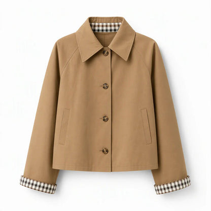 Women's Check-Detail Button-Up Jacket