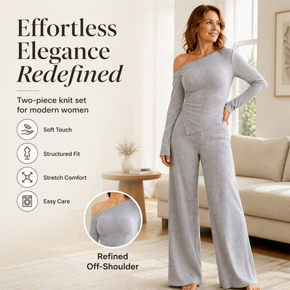 Women's Off-Shoulder Top and Wide-Leg Pants Set