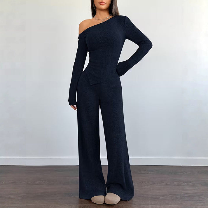 Women's Off-Shoulder Top and Wide-Leg Pants Set