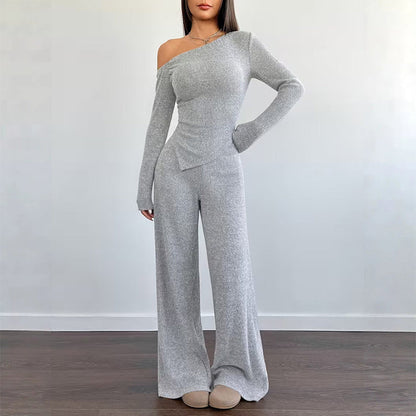 Women's Off-Shoulder Top and Wide-Leg Pants Set