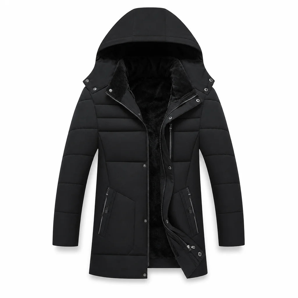 Men's Hooded Quilted Jacket with Front Pockets