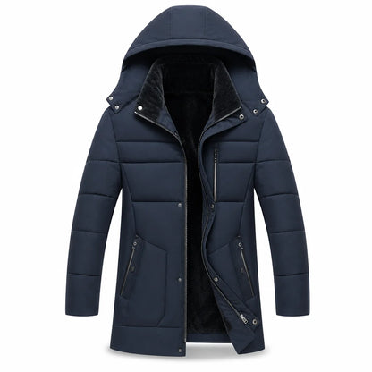 Men's Hooded Quilted Jacket with Front Pockets