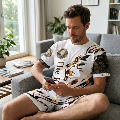 Men's Graphic T-Shirt and Shorts Set