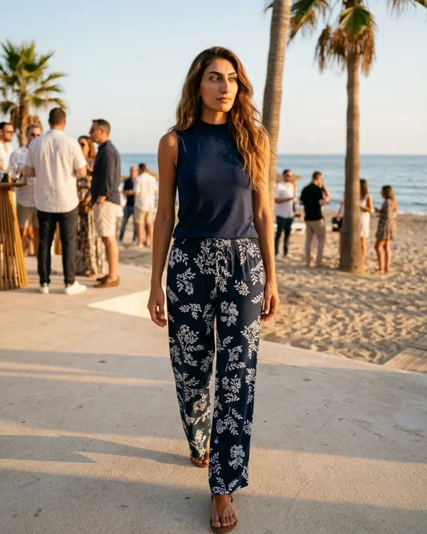 Women’s Mock Neck Top & Wide-Leg Pants Set