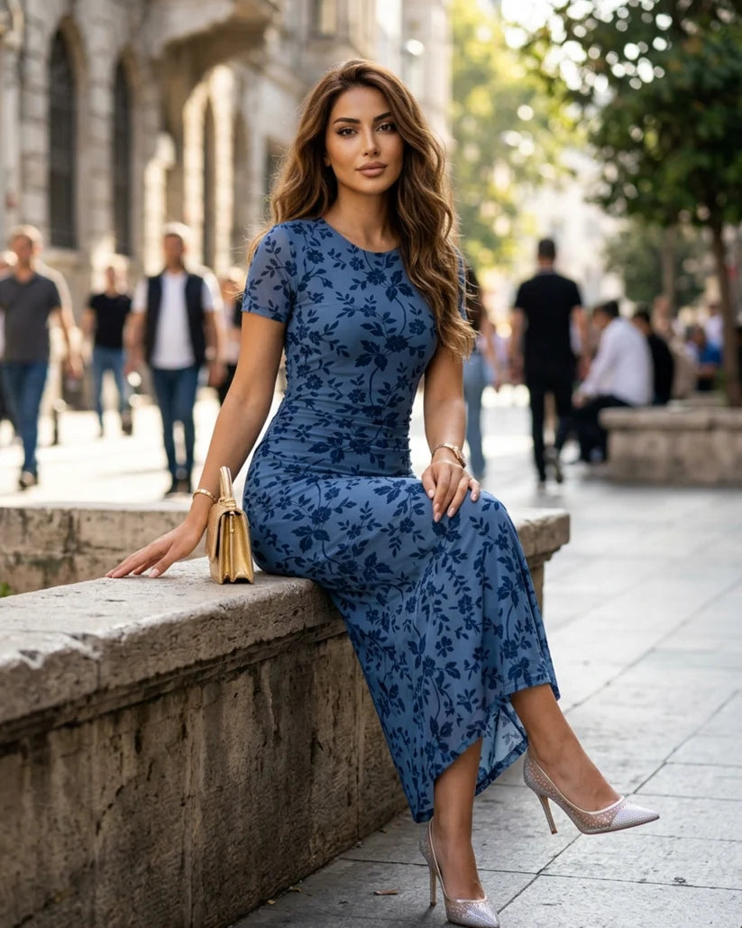 Women's Short-Sleeve Midi Dress