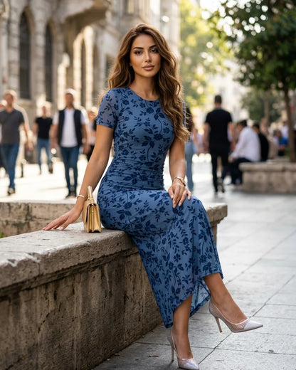 Women's Short-Sleeve Midi Dress