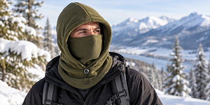 Hooded Face Covering with Drawcord