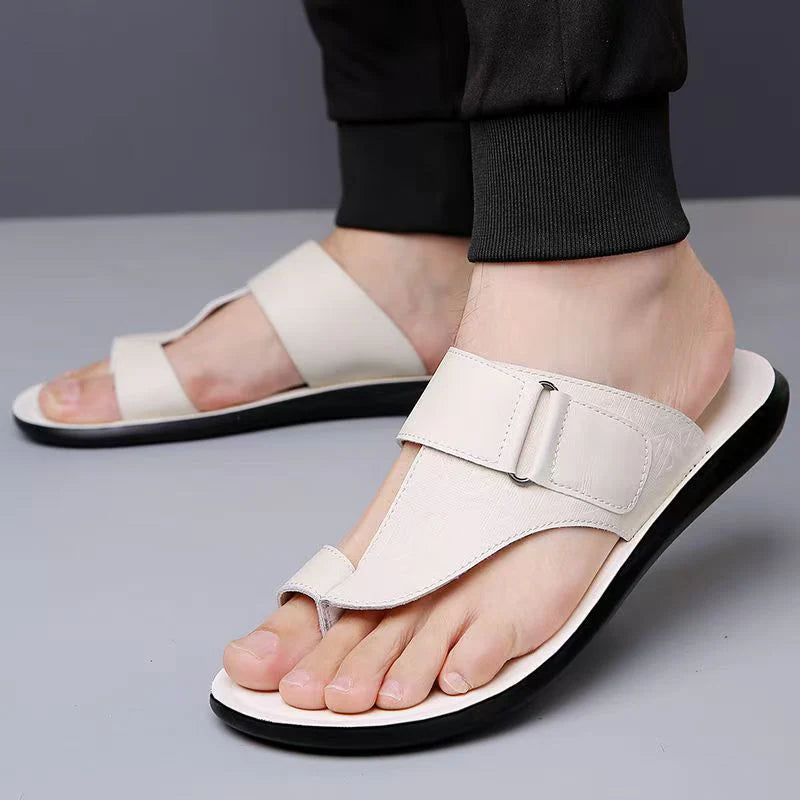 Men’s Leather-Look Toe Loop Comfort Sandals