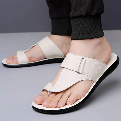Men’s Leather-Look Toe Loop Comfort Sandals
