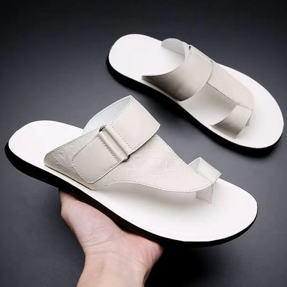 Men’s Leather-Look Toe Loop Comfort Sandals