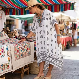 Women's Printed V-Neck Dress