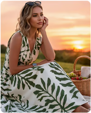 Women's Leaf Print Sleeveless Dress