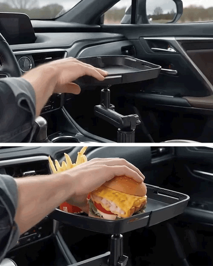 Adjustable Car Cup Holder Tray with Rotating Arm