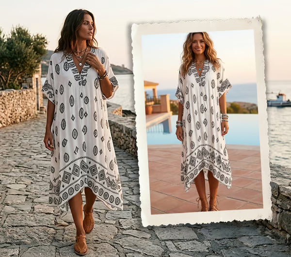 Women's Printed V-Neck Dress