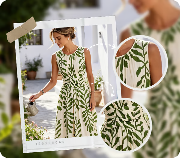 Women's Leaf Print Sleeveless Dress