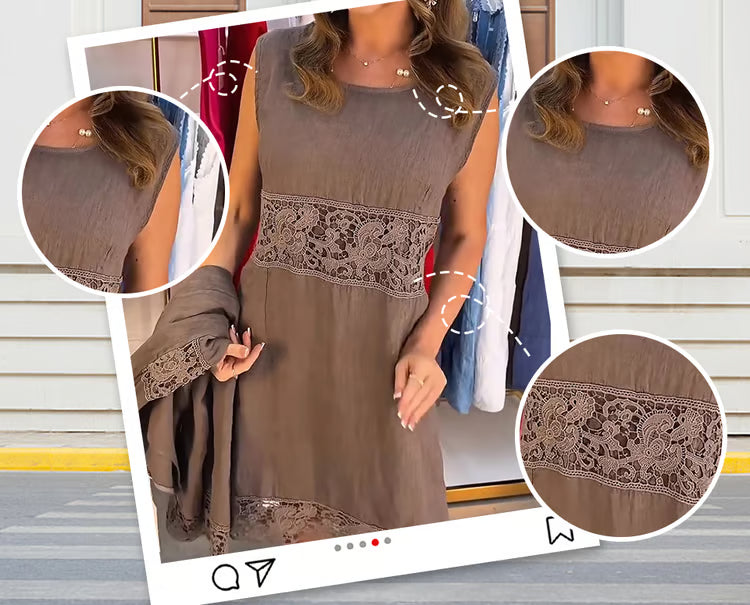 Women's Sleeveless Lace Trim Dress