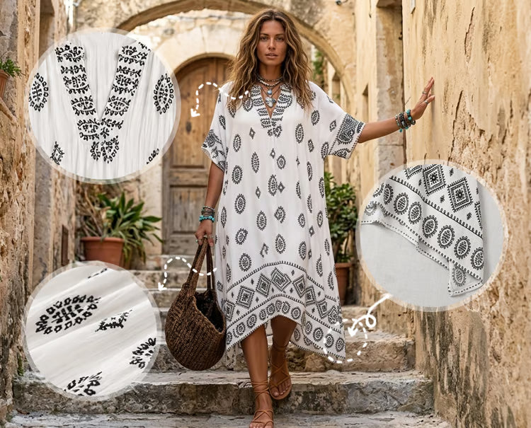 Women's Printed V-Neck Dress