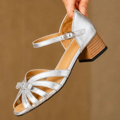 Women’s Bow Accent Block Heel Sandals