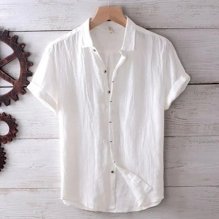 Men's Textured Short-Sleeve Button-Up Shirt
